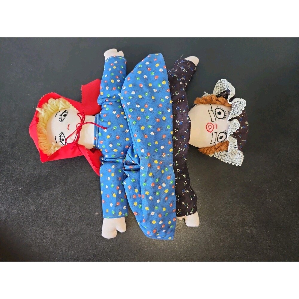 Vintage Topsy Turvy Doll Little Red Riding Hood Grandma Big Bad Wolf 3-in-1 Flip